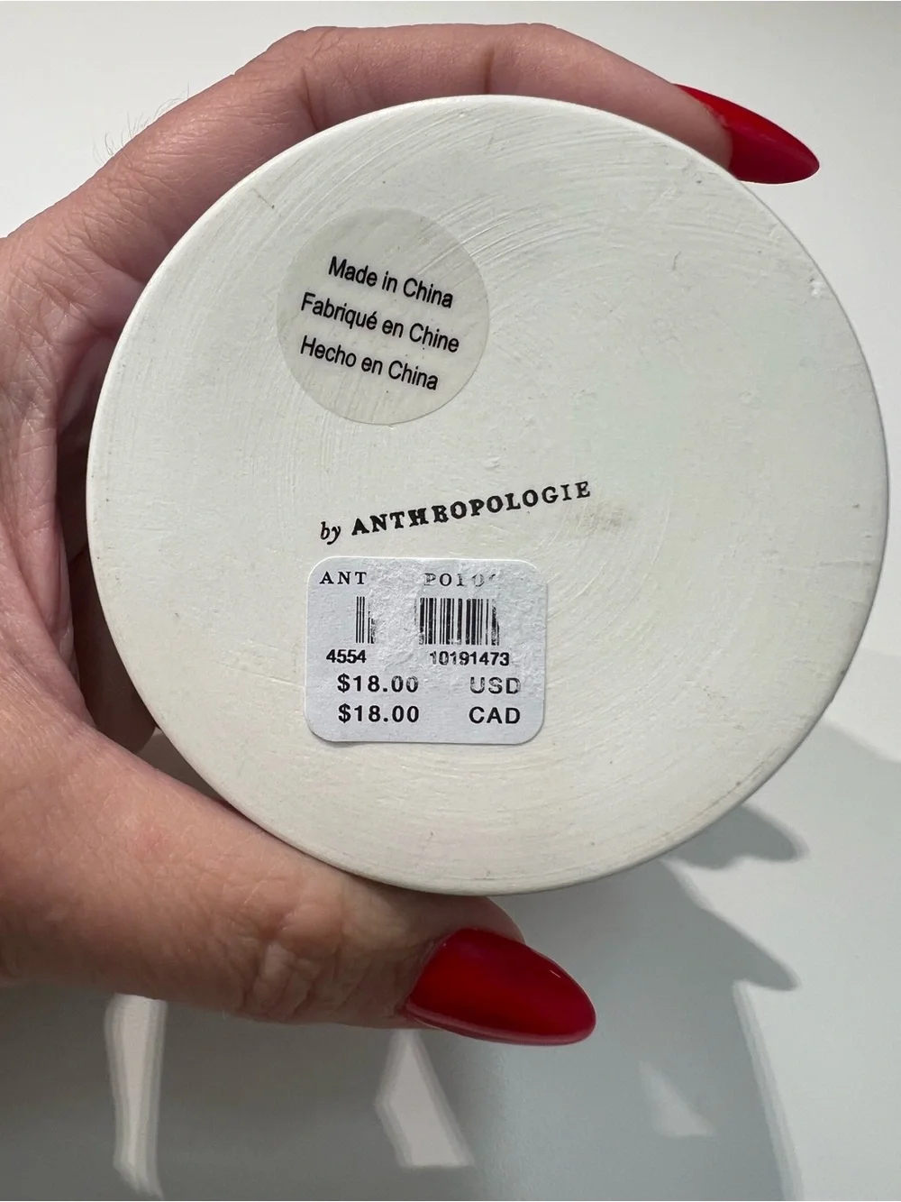 Anthropologie Monogram V Bow Jewelry Trinket Box Ceramic 3”